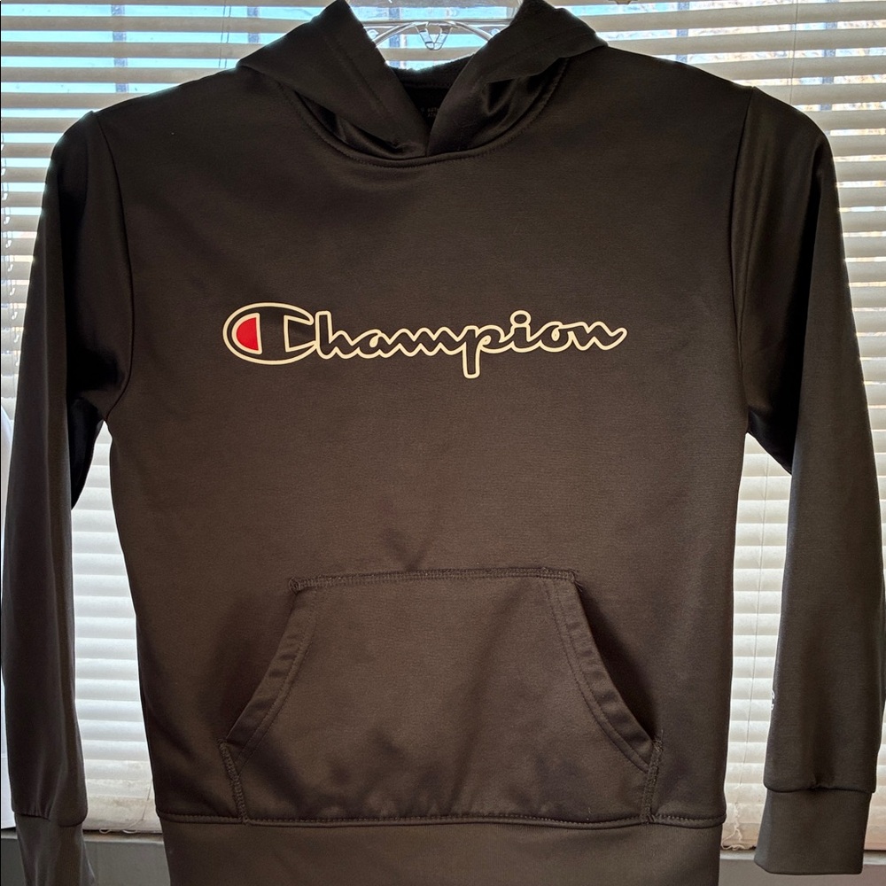 Champion Girl’s Athletic Dark Gray Hoodie with Logo (Sz 10-12)